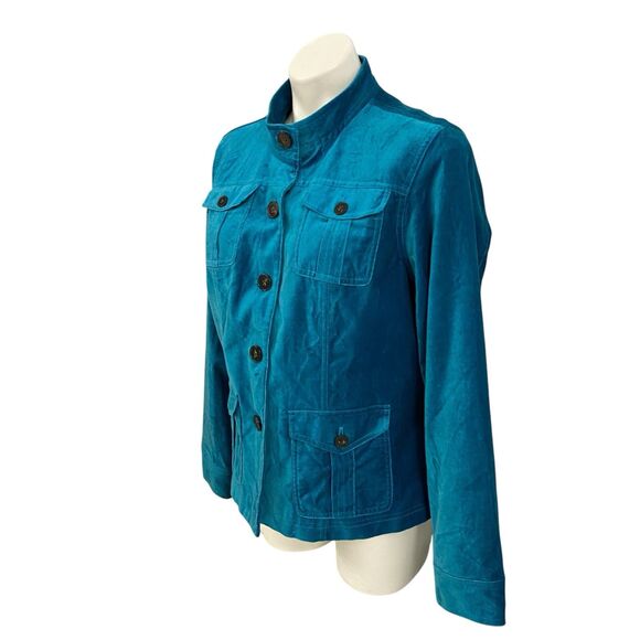 Covington Blazer Womens 14 Blue Velour Jacket Career Professional Work Office - Picture 12 of 16